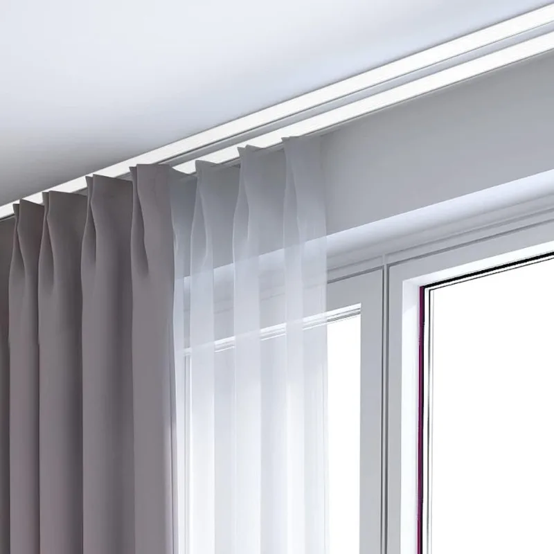 Heavy-Duty Curtain Conjoined Double Track rails Ceiling Mounting for Living Room Bedroom Room Divider (White 13.1ft)