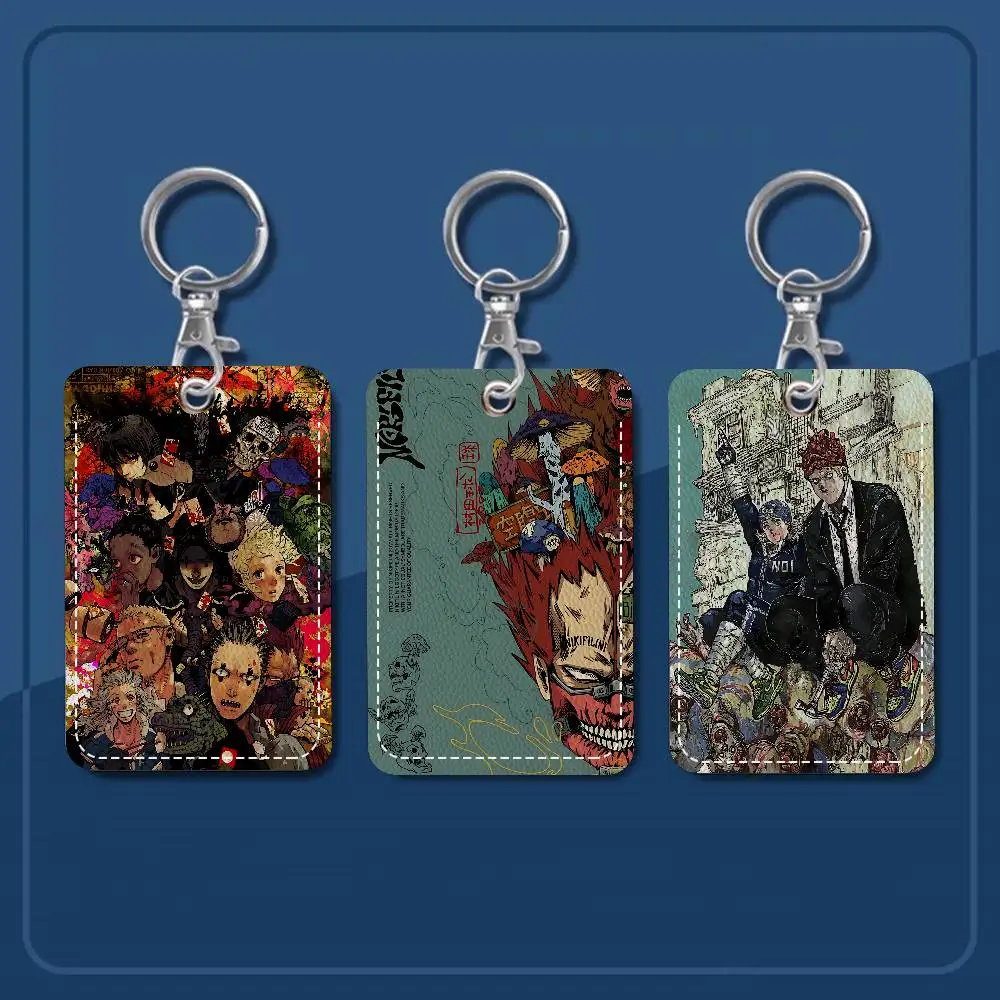 Anime D-Dorohedoro 1Pc Access Card Case Leather Card Holder Keychain Key Ring Door Access Tags ID Card Case Keychain