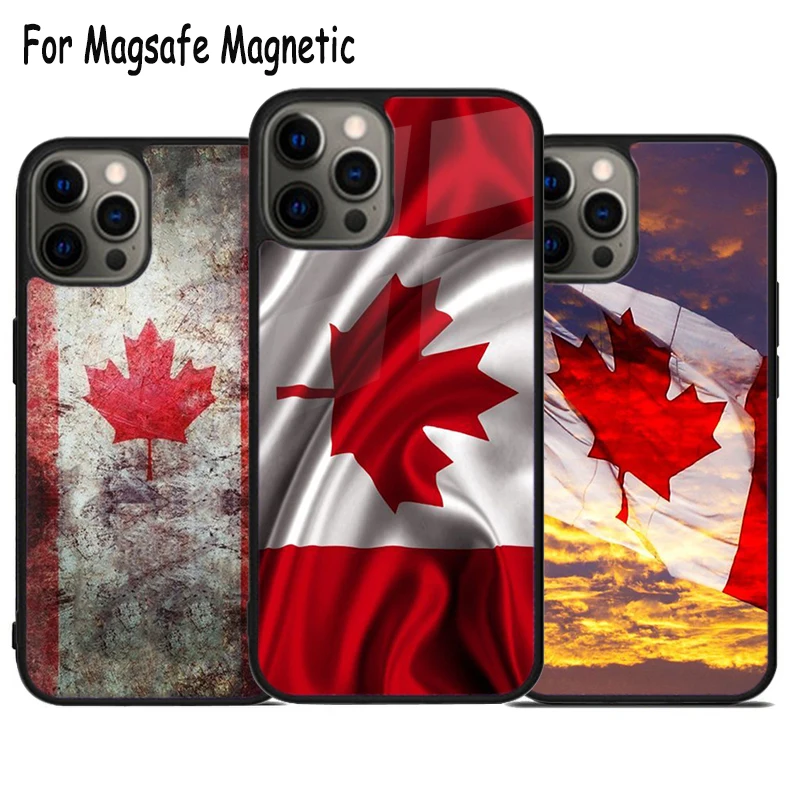 Canada flag Wireless Charge Magsafe Phone Case For iPhone 15 16 14 13 11 12 Pro Max Plus Magnetic Bumper Cover