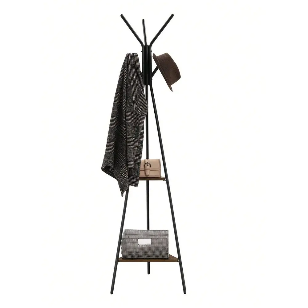 

Coat Rack Freestanding, Coat Hanger Stand, Hall Tree With 2 Shelves, For Clothes, Hat, Bag, Industrial Style Halloween Decorati