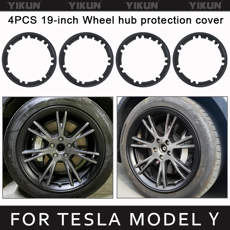 

4PCS For Tesla Model Y 19 Inch Rim Wheel Hub Protection Patch Protector Hubcaps Parts Automobile Cover Cap Accessories 2019-2024