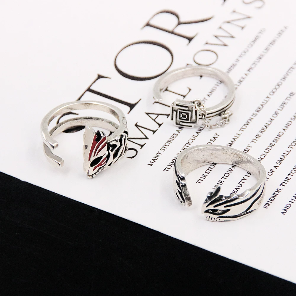Anime Bleach Cosplay Ring Kurosaki Ichigo Metal Adjustable Unisex Rings for Women Men Jewelry Accessories