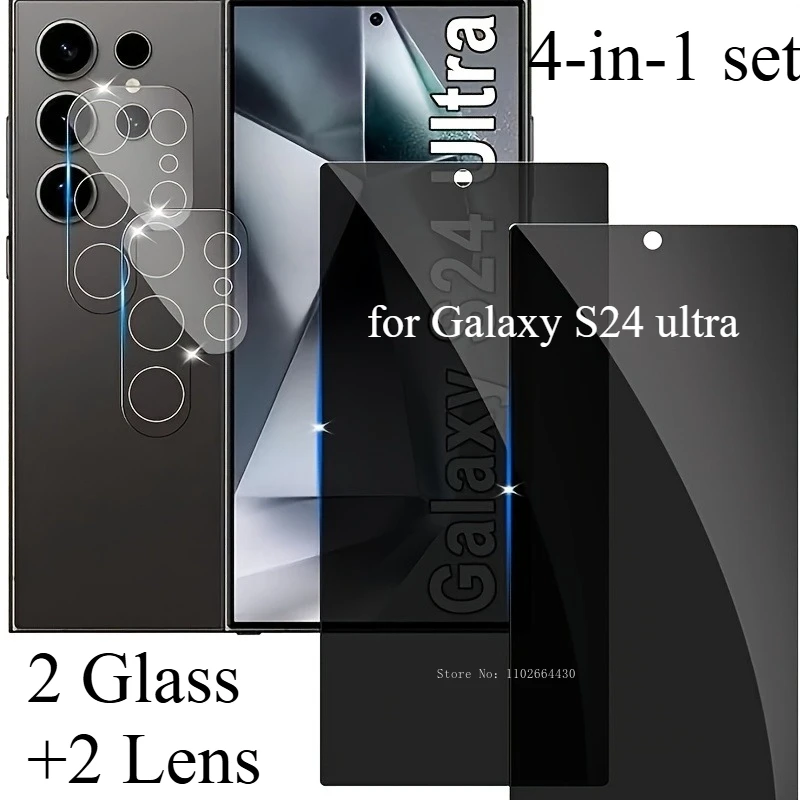 

2+2pcs Anti-Spy Tempered Film for Samsung Galaxy S24 Ultra Anti-Scratch Screen Protectors for Samsung Galaxy S24 Ultra Lens Film