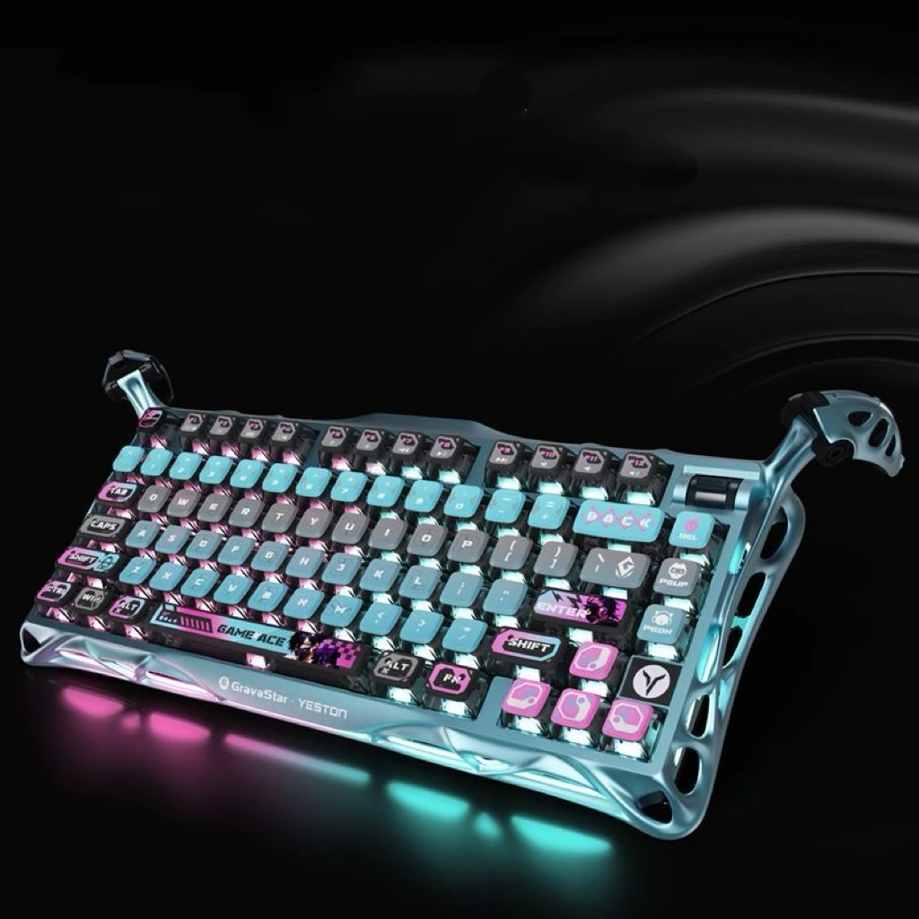 

Совместная игровая клавиатура Gravity Planet K1PRO ACE, трехрежимная беспроводная RGB-клавиатура для киберспортивных игр
