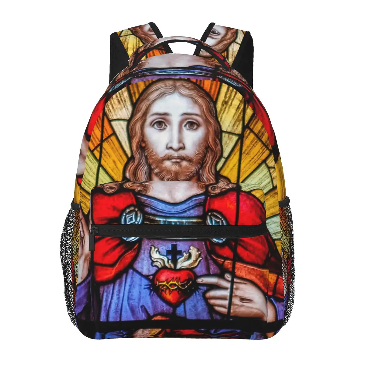 

Jesus Christ Stained Glass Window Backpack for Girls Boys Travel RucksackBackpacks for Teenage school bag