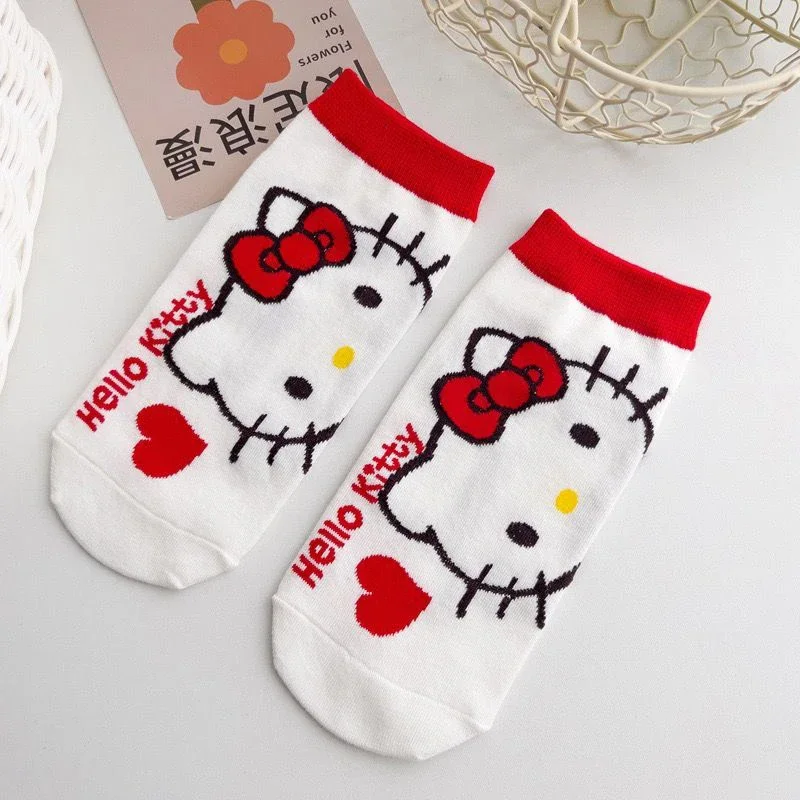 Chaussettes courtes en coton de dessin animé pour enfants, version printemps et automne, chaussettes mignonnes pour filles, accessoires vestisensparent-enfant, HelloKitty