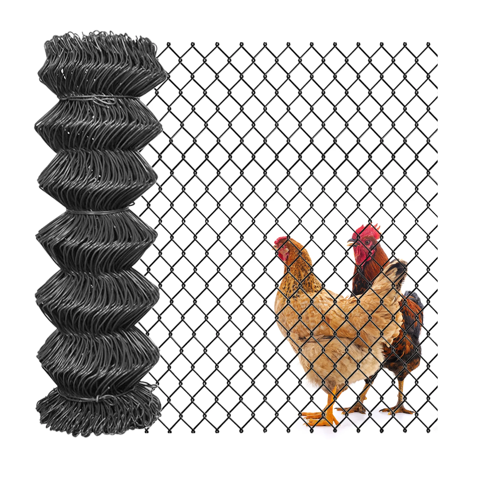 Customized 2in X 2in X 6ft X 50ft 10Gauge PVC Coated Chain Link Fence Diamond Mesh Galvanized Fencing Wire Roll