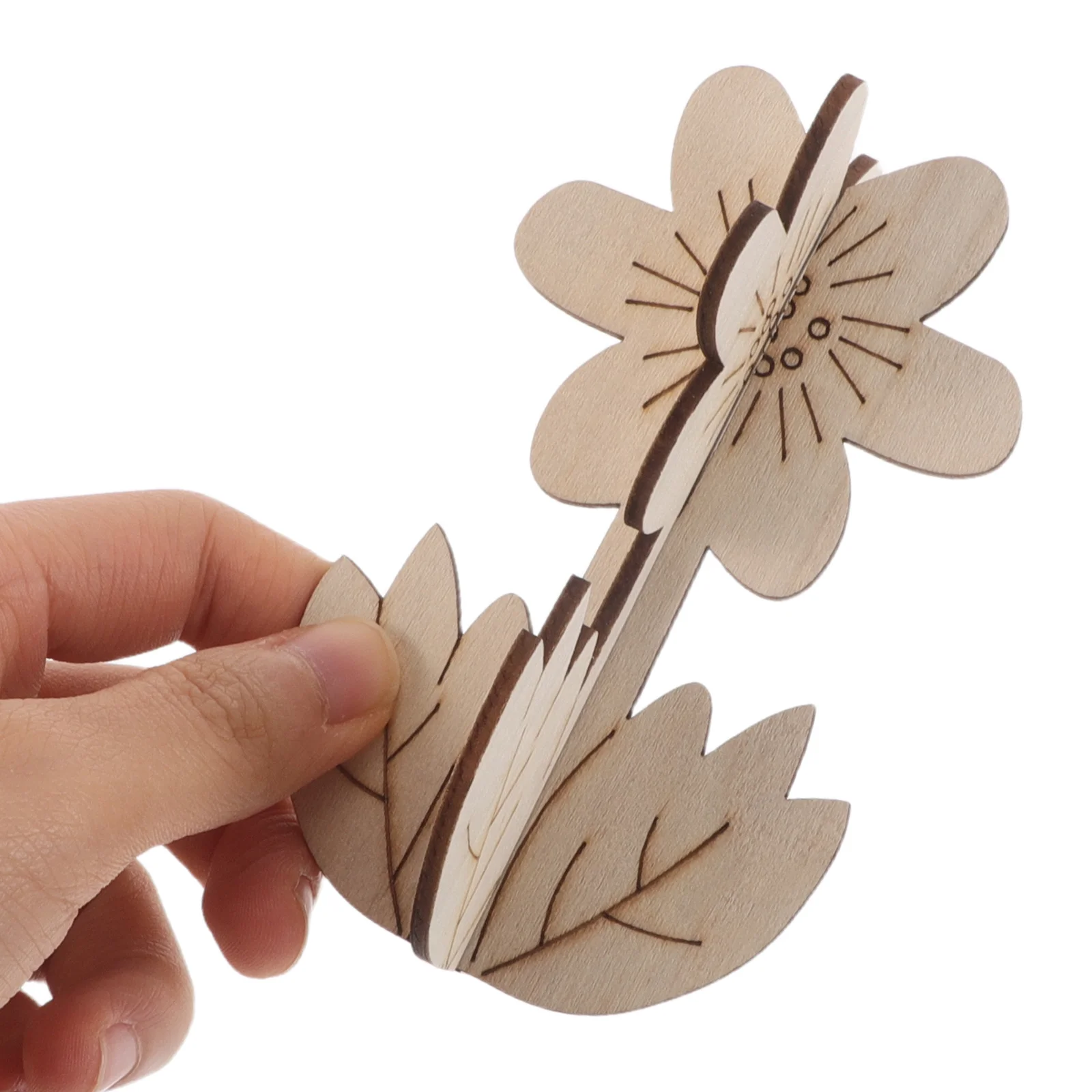 

32pcs Unfinished Craft Projects Flower Pieces Diy Paintable Wooden Flowers Decor Mini Craft Wood Flowers 3D Tulip Shape Cutouts