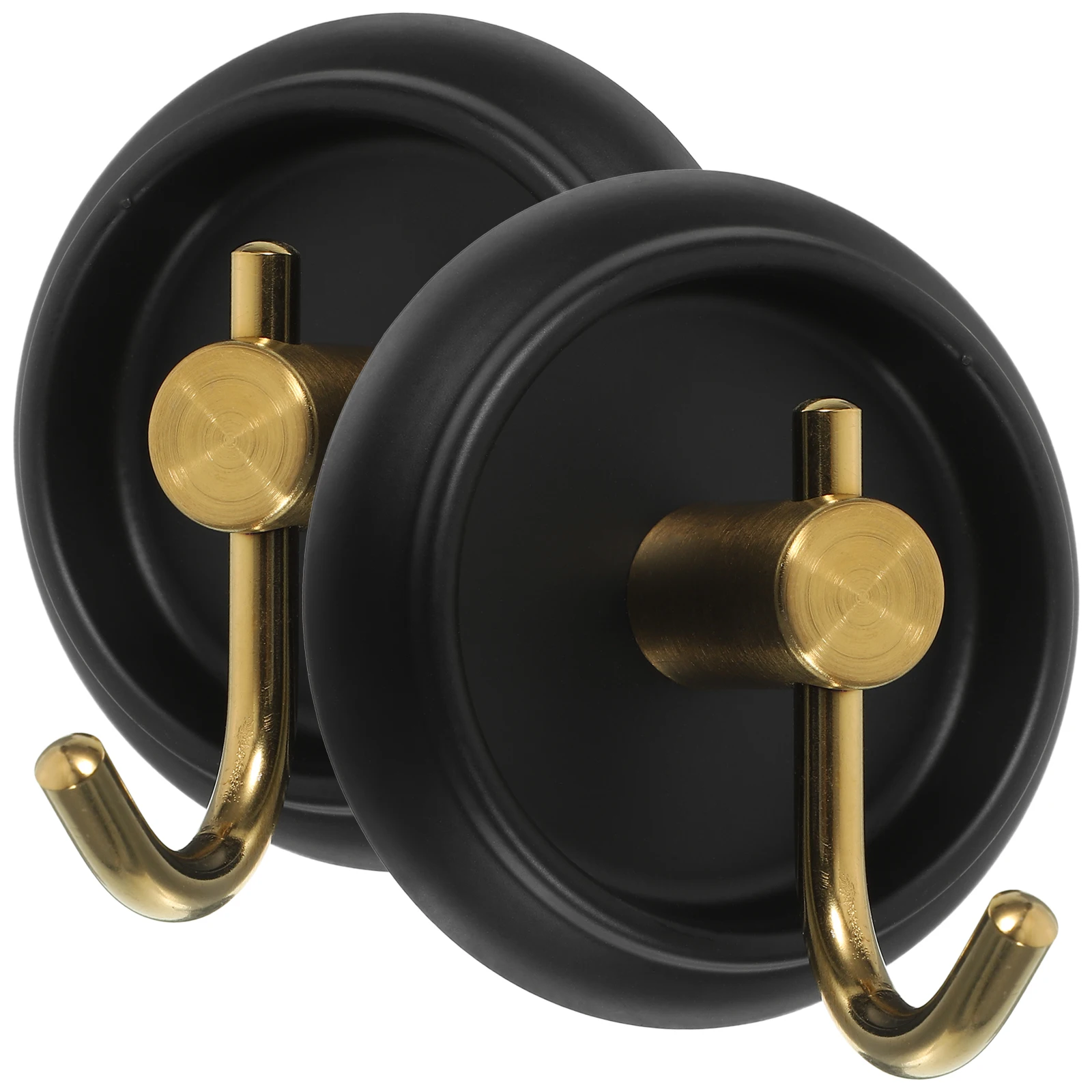 

2pcs Round Base Hooks White Gold Adhesive Wall Mount Bathroom Towel Hangers StorageHooks For Home Without Drilling