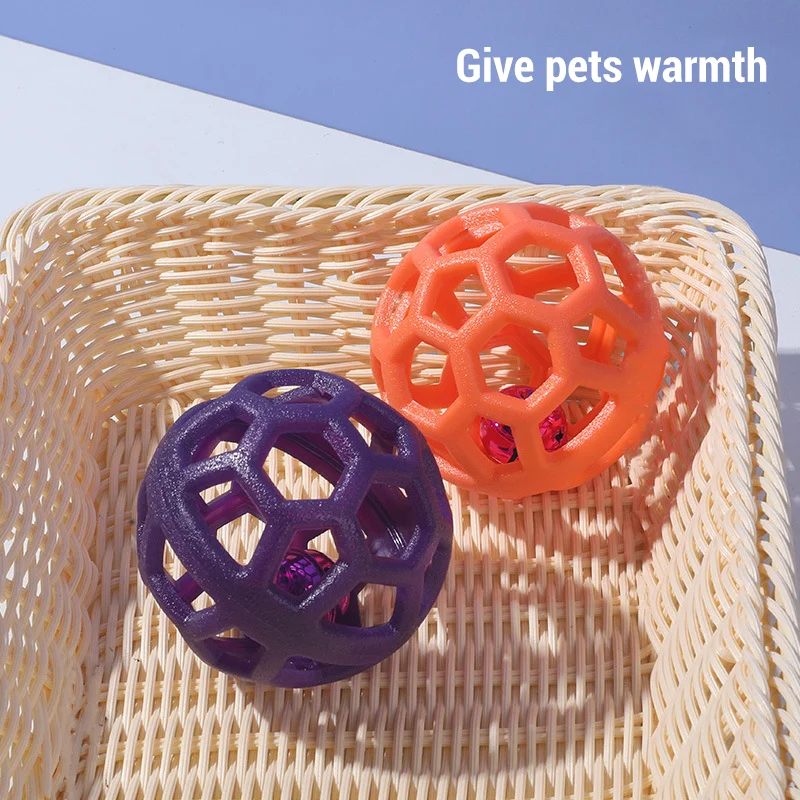 Bouncy TPR Dog Ball Toys with Bell Hollow Rubber Pet Chew Balls Interactive Training Toys for Puppy Teeth Cleaning and Playing view 6