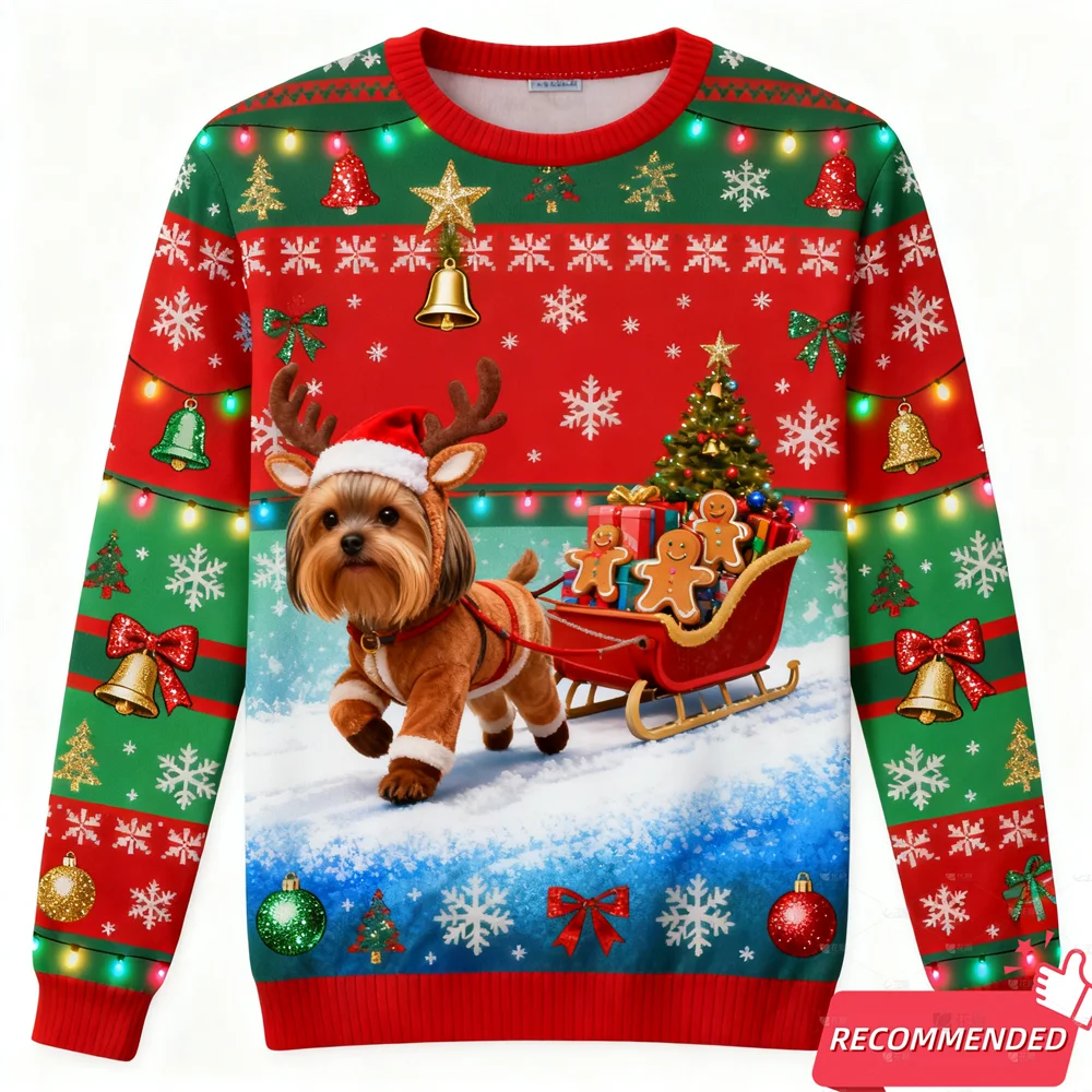 القبيح عيد الميلاد سترة رجل ثلاثية الأبعاد الكلاب طباعة البلوز رجل البلوزات ملابس حريمي جديد بلوزات اليومية غير رسمية طويلة الأكمام رياضية #6