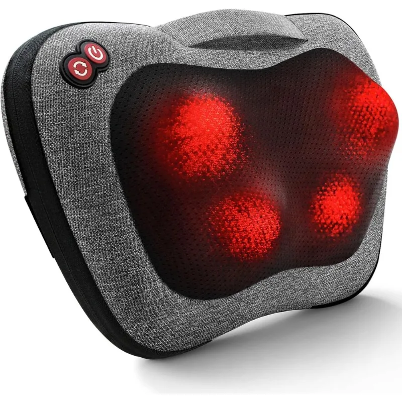 Shiatsu Back Massager with Heat Deep Tissue Kneading Pillow for Neck Shoulder Leg Back Pain Relief Electric 3D Massage