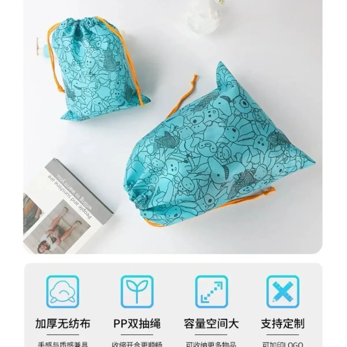 Neue Heiße Kwaii Blaue Staubtasche Niedliche Puppen-Geschenktasche Multifunktionale Vlies-Aufbewahrungstasche Handtasche Geburtstagsgeschenke Spielzeug – Detail 3