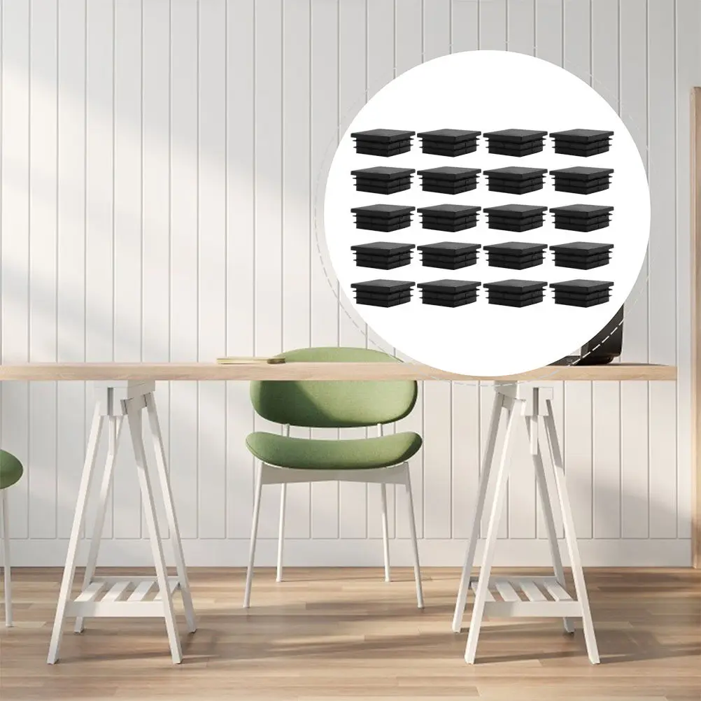 Square Plastic Plugs 20pcs Furniture Chair Leg Inserts End Caps for Tubes Anti Scratch Hole Protectors wear resistant inserts