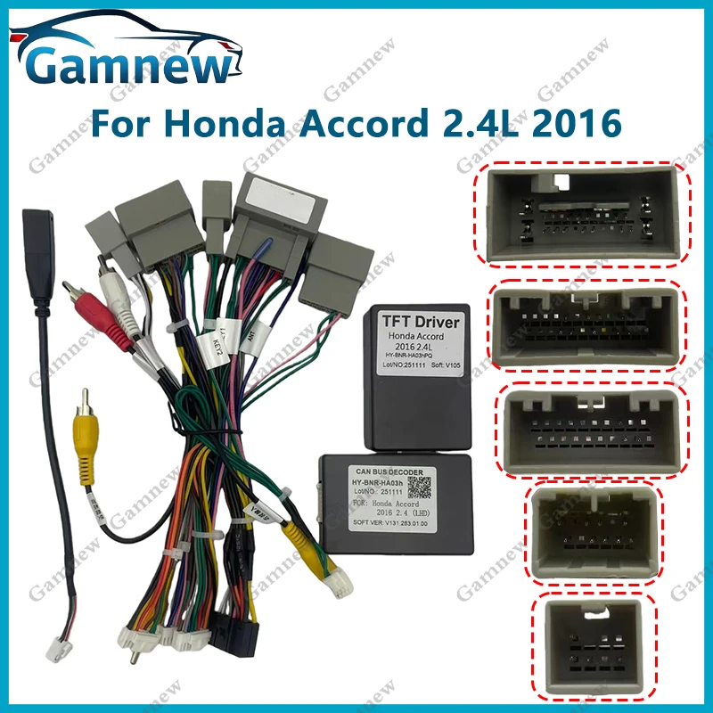 

Car 16pin Wiring Harness Adapter Canbus Box Decoder Android Radio Power Cable For Honda Accord 2.4L 2016
