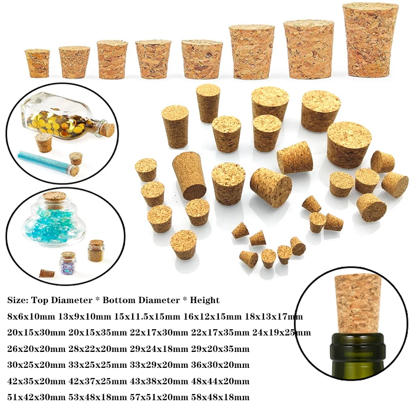 5/10pcs Conical Glass Bottle Stopper Home Brew Tapered Cork Bung Stopper Wine Bottle Corks Craft Arts bottl cap