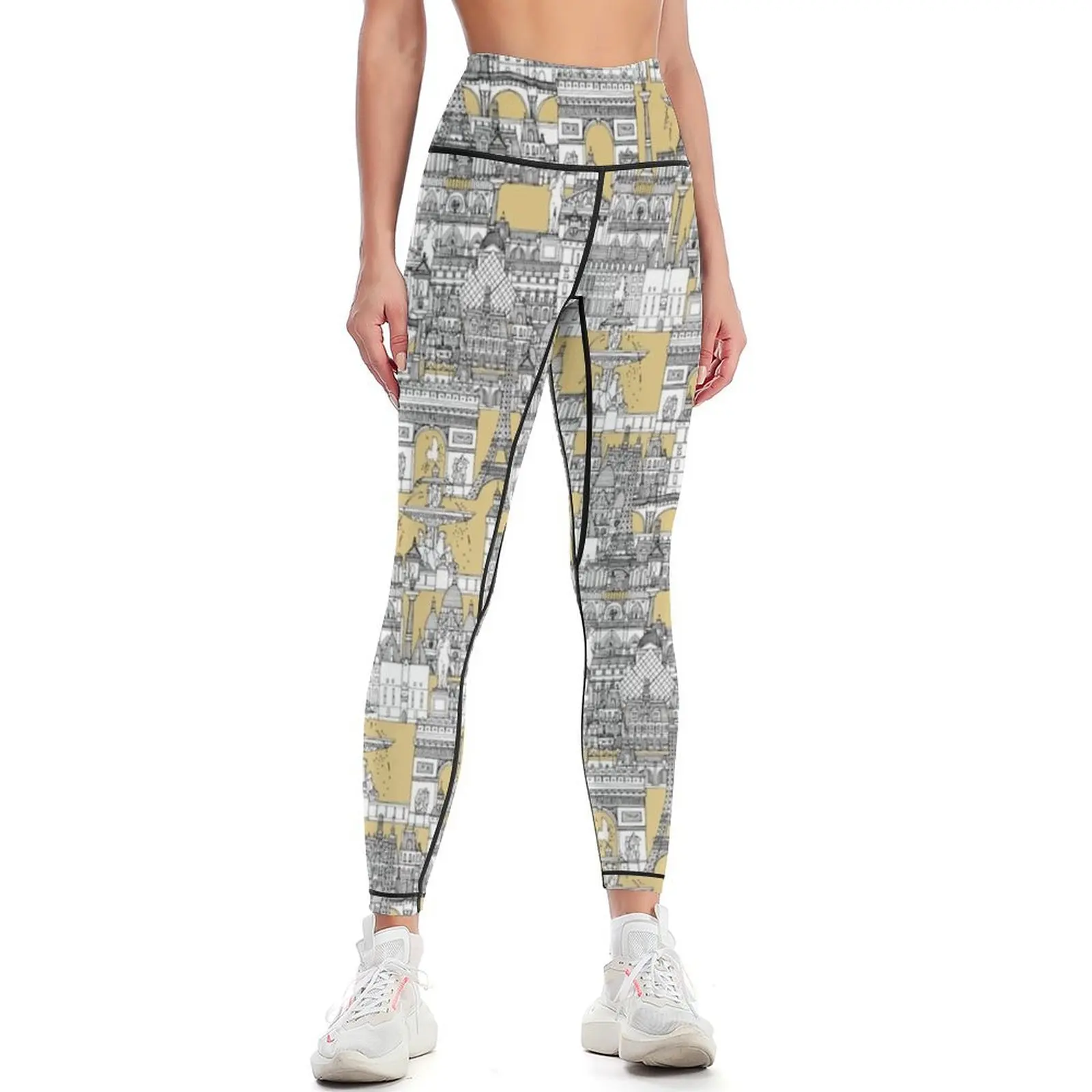 

Paris toile gold Leggings legging pants raises butt Women's gym sports for Womens Leggings