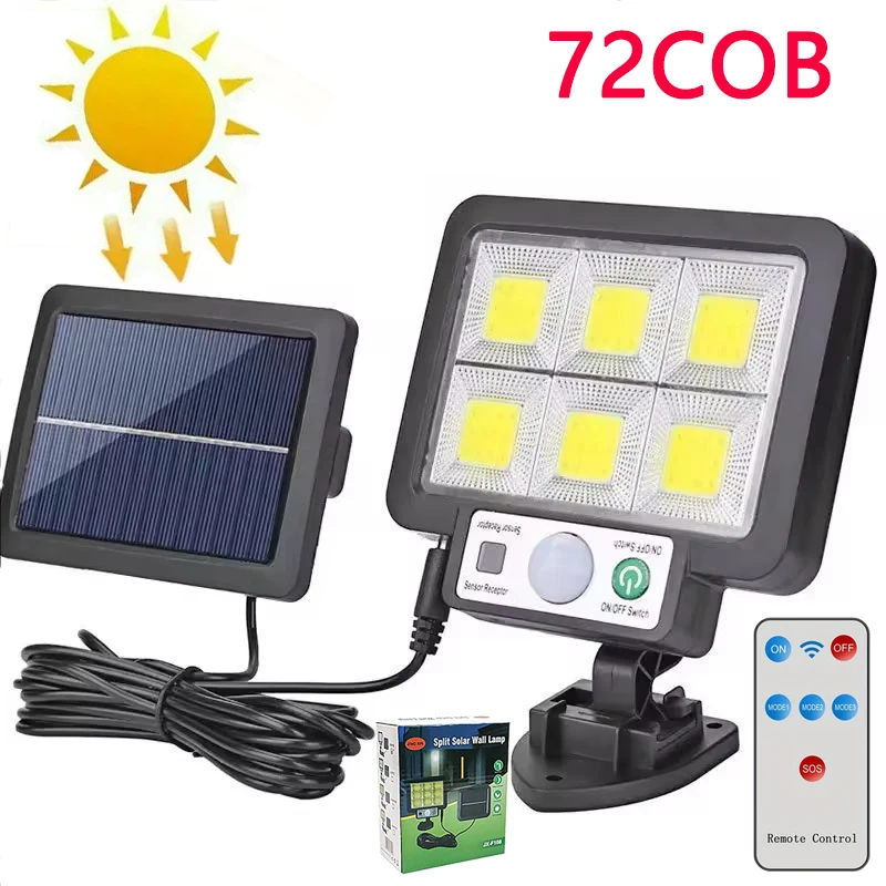 

72LED Solar Light Outdoor PIR Motion Sensor Waterproof Split Solar Wall Light Garage Lighting Patio Street Security Lights