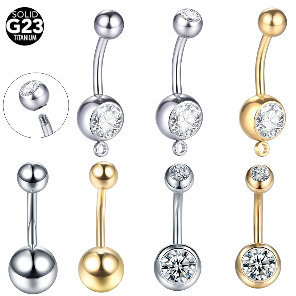 

G23 Titanium Piercings 14G Belly Button Piercing Dangle Goth Navel Earring Crystal Gem Ombligo Pircings Ear Piercer Jewelry 10mm