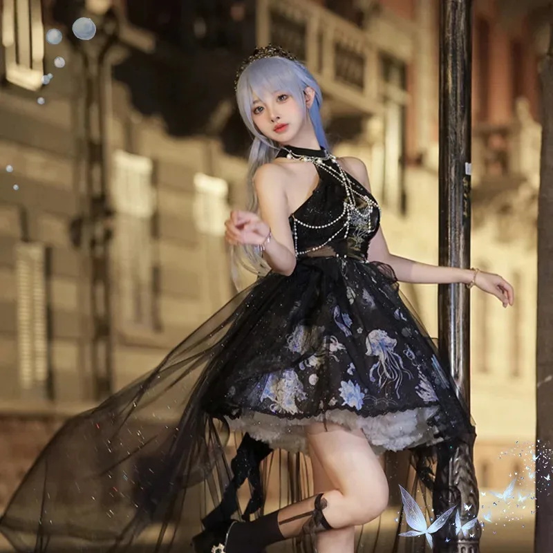 New original design lolita Dark Jellyfish 2.0JSK Halter Elegant elegant and gorgeous dress