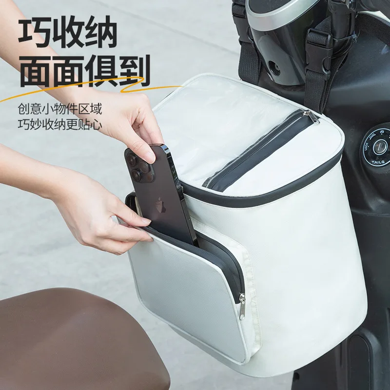 Electric Vehicle Front Bag, Waterproof Zipper Touch Screen Phone Storage Bag, Universal Scooter Handlebar Bag, Large Capacity Front Hanging Bag