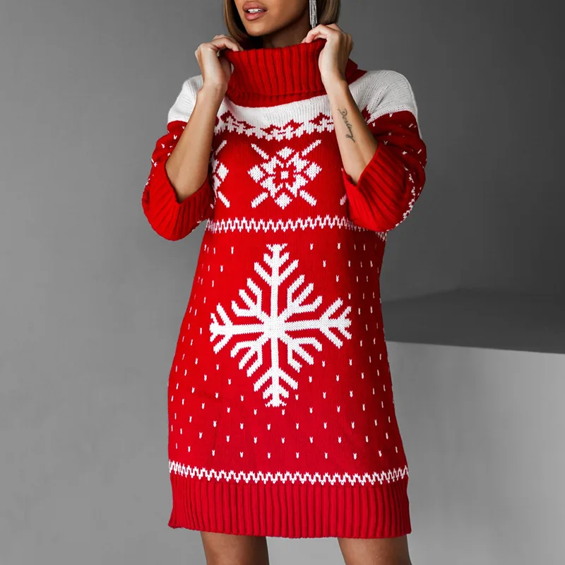 

Осенне-зимний новый вязаный свитер серии «Снежинка» вязаный женский свитер с высоким воротом