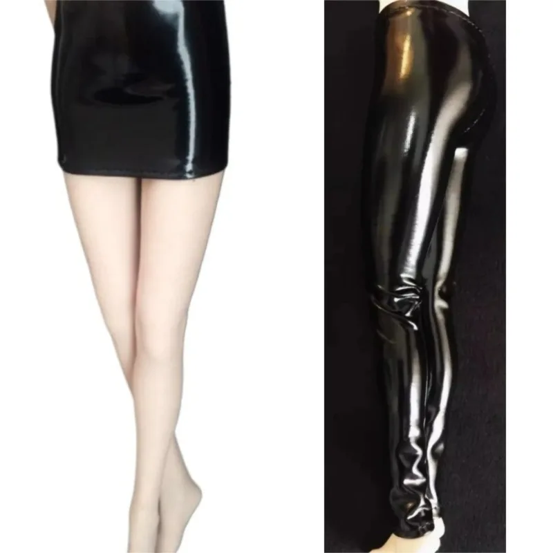 

Черная 1/6 яркая плотная эластичная короткая юбка из искусственной кожи, эластичные брюки, модель наряда для 12-дюймовых женских фигурок солдата, куклы