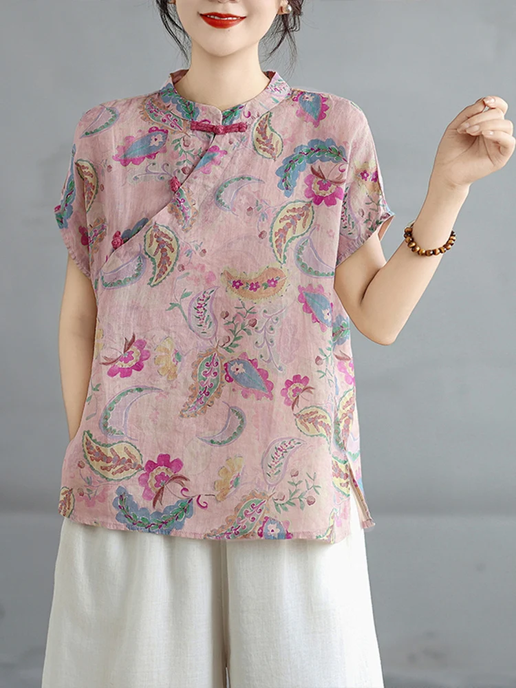 

New Chinese Style Reformed Cotton Linen Two-Piece Set Women Summer Thin Linen National Style Matching Full Set