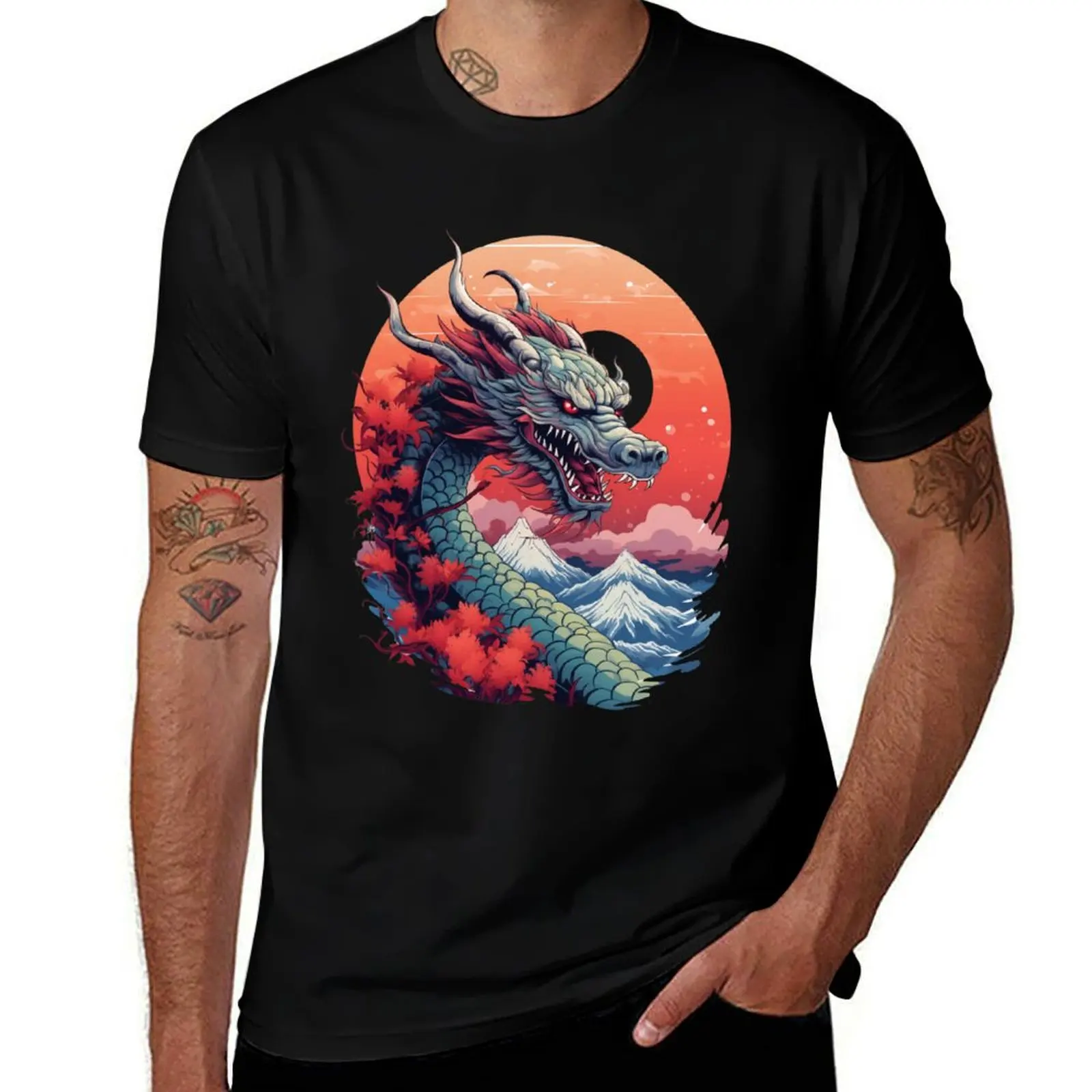 

funny for t cotton man t t printed man dark shirt humor Japanese T-Shirt shirts shirts Dragon