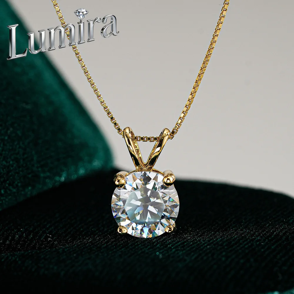 

Lumira Four-Prong 1ct/2ct Pendant with Classic 100% Moissanite 18K Gold 1-Carat Necklace Engagement Fine Jewelry Gifts
