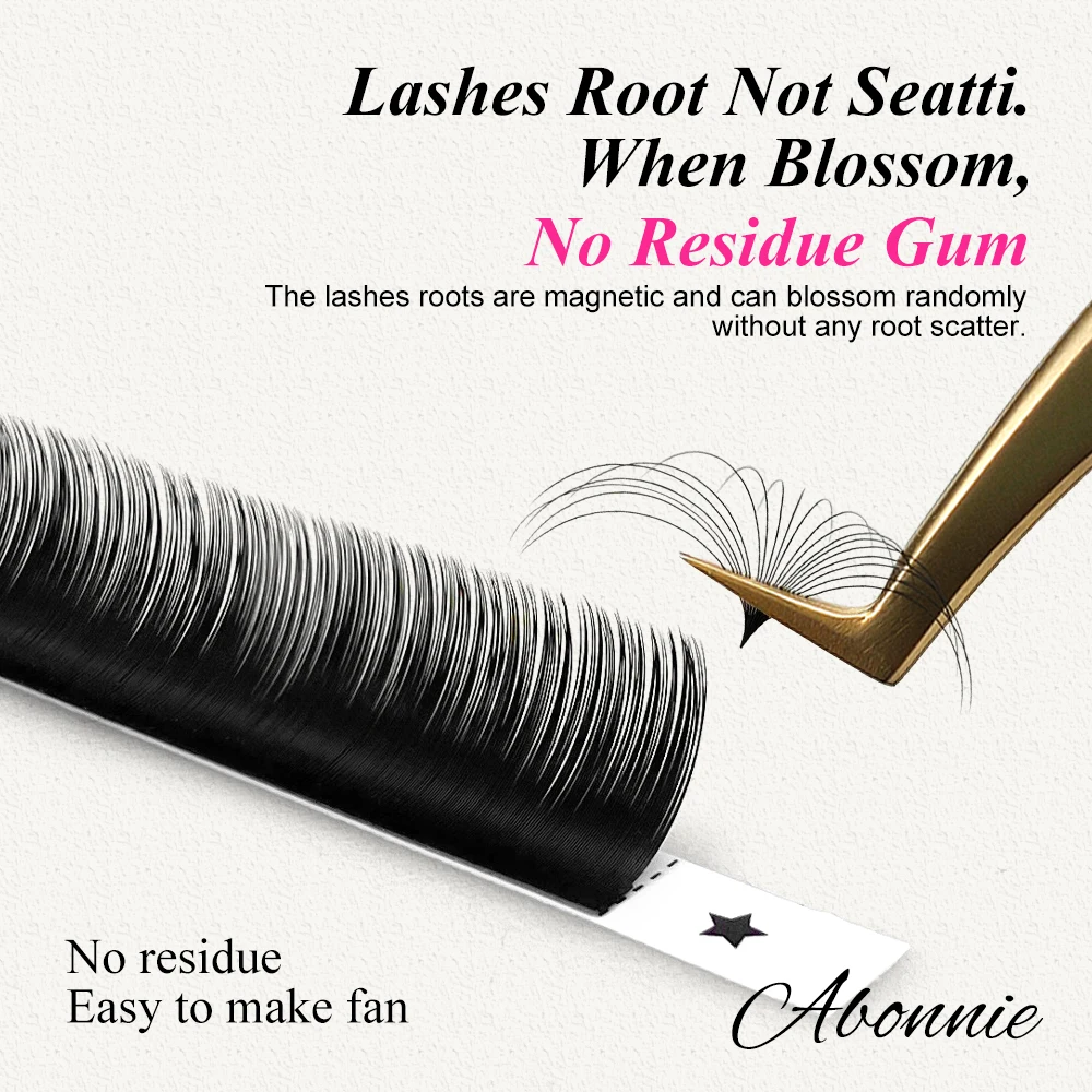 ABONNIE Easy Fan Lashes Extension Fast Bloom Fluffy Dense Flower Lash No Shrinking Fiber Premade Volume Fans Eyelash Extension