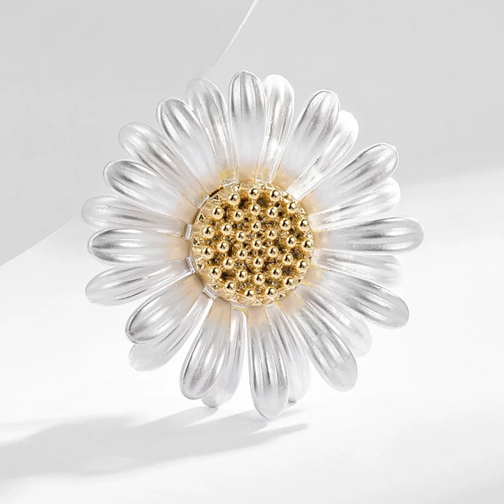 

Elegant Enamel Sunflower Brooches for Women Scarf Coat White Flower Brooch Pin Jewelry Accessories Gifts Wholesale