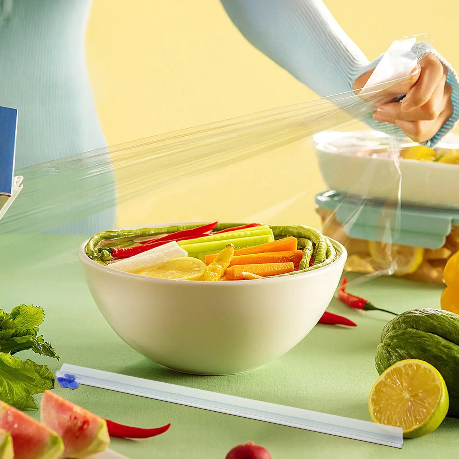 3Pcs Reusable Plastic Wrap Sliding Cutter Strip 12.6 Inch Multi-Functional Cling Film Cutter for Kitchen Baking Barbecue Foil