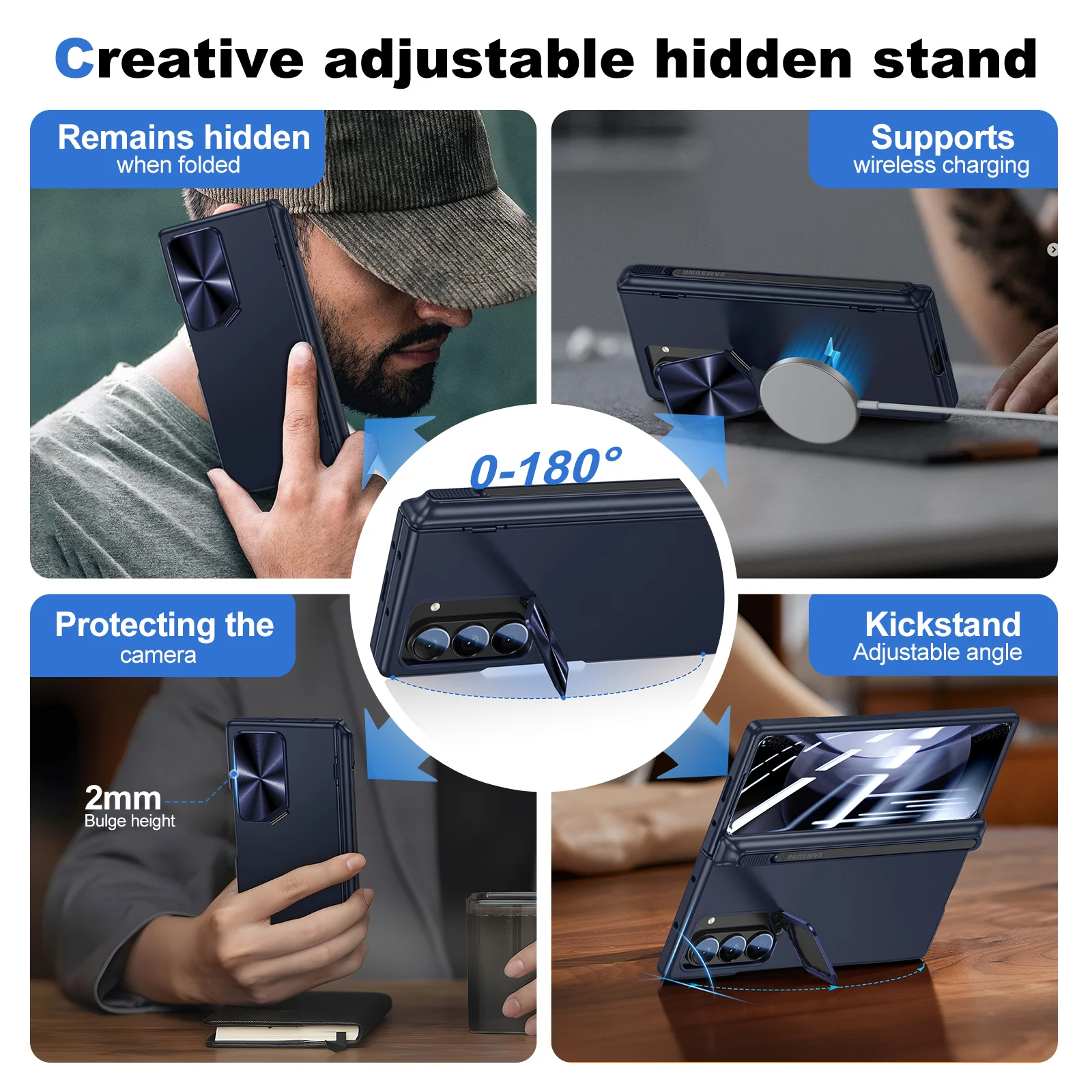 For Samsung Galaxy Z Fold 6 Case with lens Stand Cover Full Hinge Protection S Pen Slot Screen Protector Shockproof Phone Covers