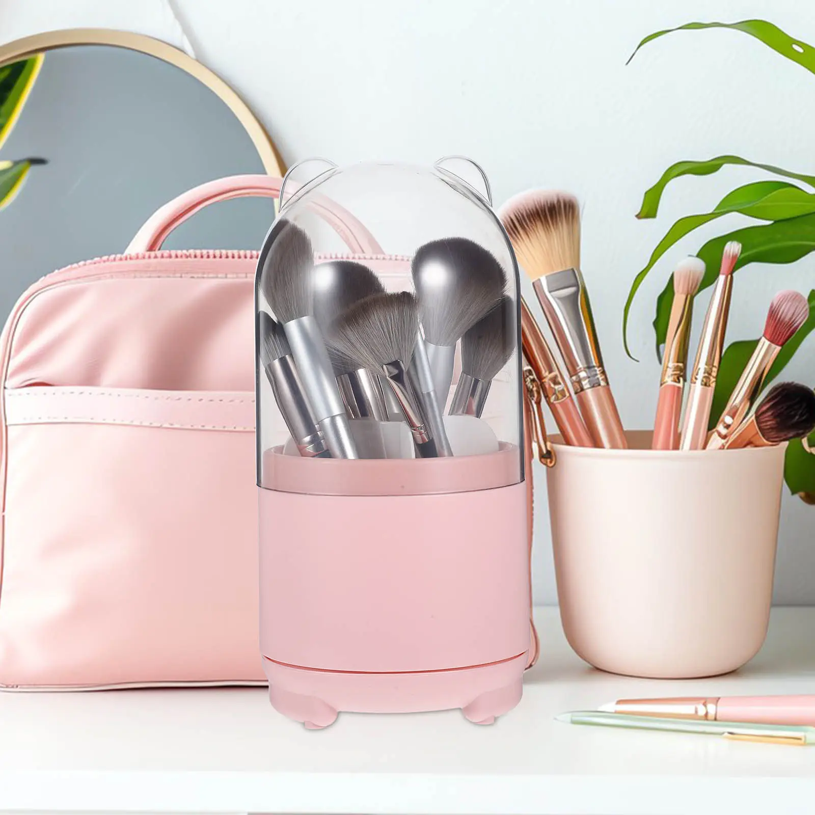 

Вращающийся органайзер для кистей для макияжа, поворотный на 360 градусов, большой вместимости, настольный органайзер для туалетного столика, столешницы, офиса, школы, дома