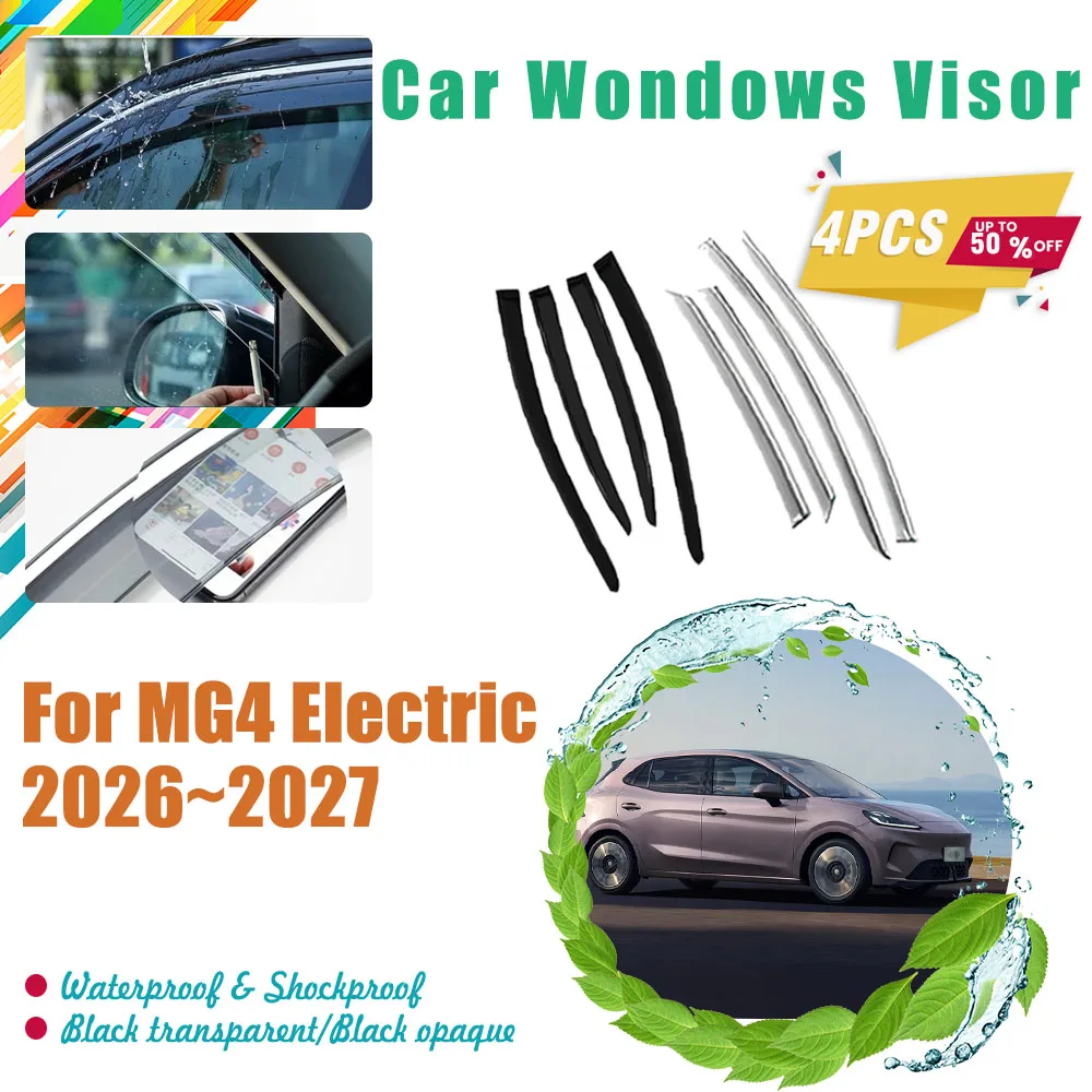 

4pcs Car Rain Guards For MG4 Electric EV MK2 2026 2027 Black Transparent Rain Protector Side Window Visor Shade Auto Accessories