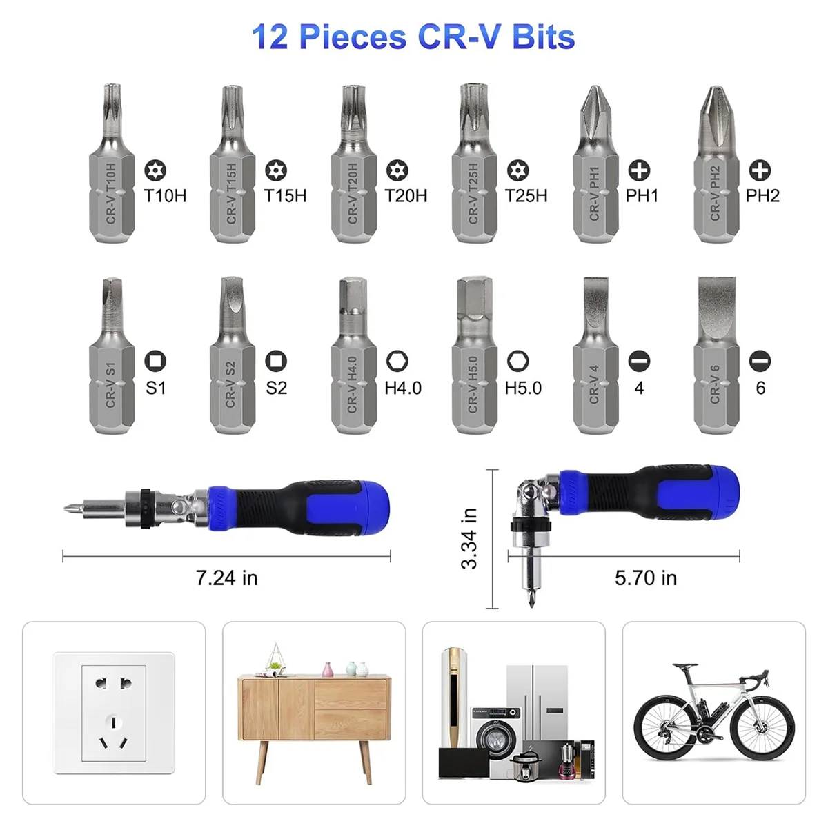 

L74A Отвертка с храповым механизмом Многофункциональная отвертка 13-в-1 Отвертка с храповым механизмом, регулируемая поворотная на 180 градусов
