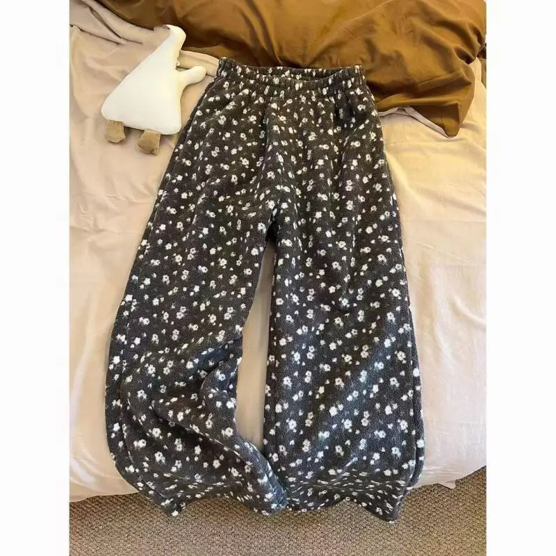 

Горячие пижамные штаны из кораллового флиса для девочек, осенние и зимние милые утепленные свободные минималистичные пижамные штаны с одним предметом, новинка допамина для отдыха