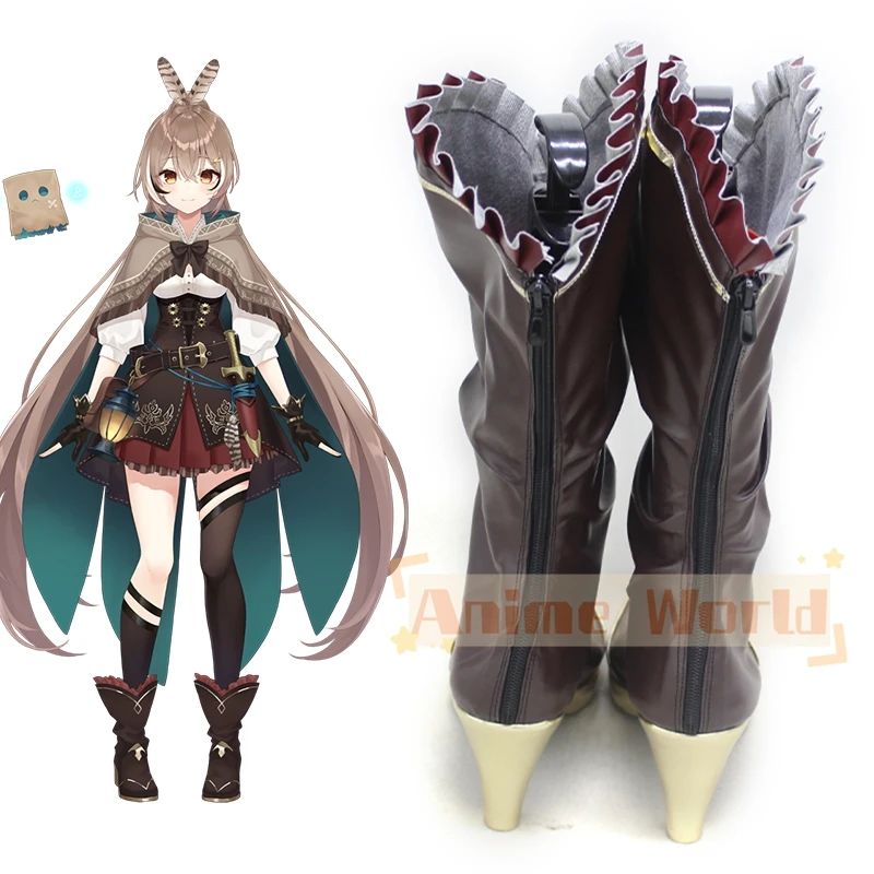 Hololive Virtual YouTuber Nanashi Mumei Scarpe marroni Stivali cosplay Stivali di carnevale di Halloween realizzati su misura