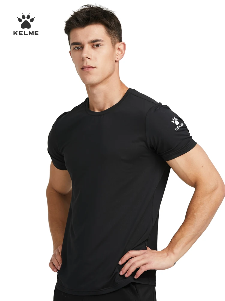 KELME Man T-shirt  Running Trainning Exercise  Sports Tights Round Neck Ice Silk Breathable Fitness Quick-Dry Shirts 8151TX1002