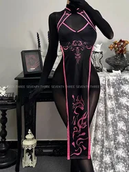 Retro Cheongsam Sexy Devil Women High Fork Dress Fairy Totem Uniform Abyssal Charm Demon Halloween Cosplay Costume