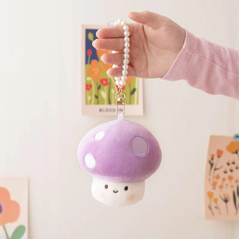 10cm Kawaii Mini kolorowy grzyb pluszowy wisiorek brelok miękkie zabawki nadziewane sztuczne rośliny grzyby Shiitake Plushie lalki