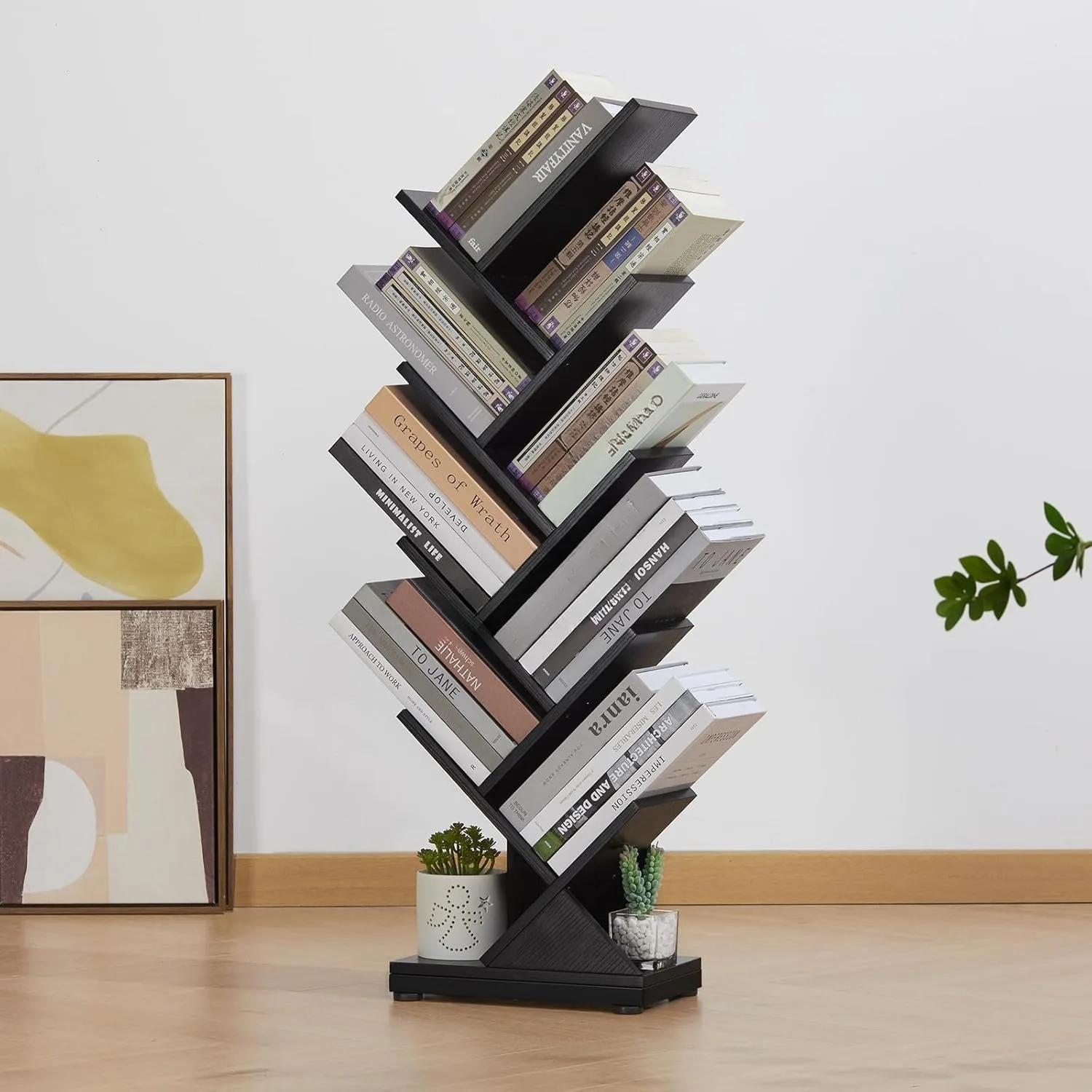 

Bookcase Display for CDs/Magazine/Books, Retro Bookshelf for Bedroom, Living Room, Office,Balcony,Book Organizer Storage Shelves