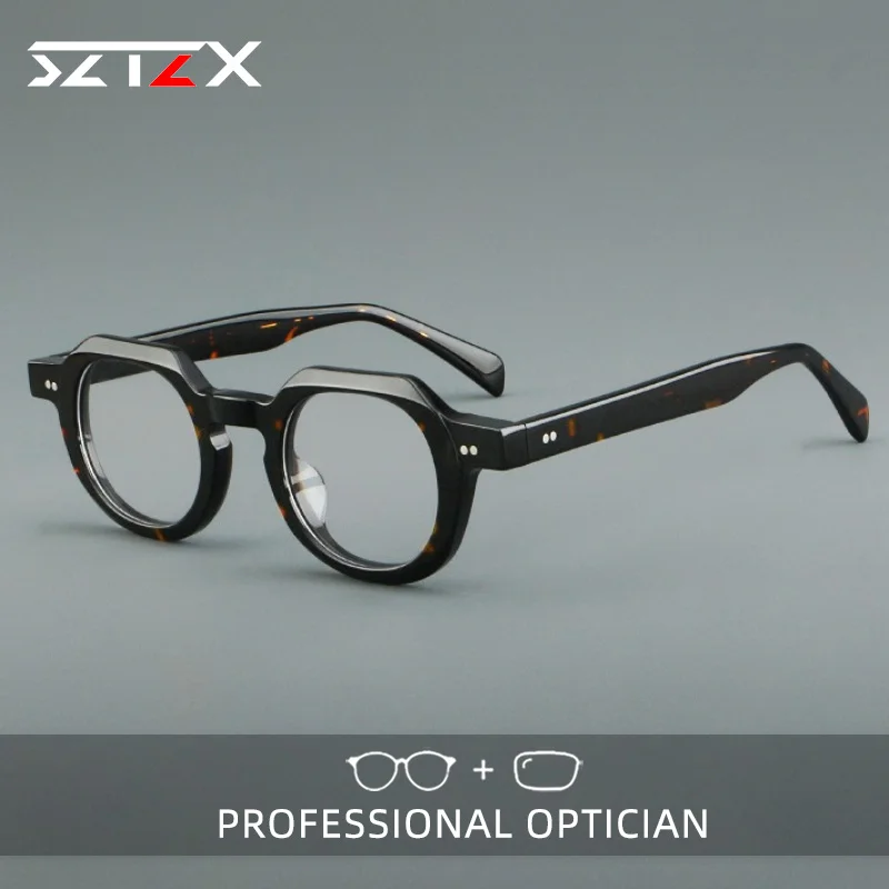 Lunettes de lecture progressives en acétate, polygone, anti-lumière bleue, minimalistes et polyvalentes pour usage quotidien, adaptées à la myopie, de la marque SZTZX