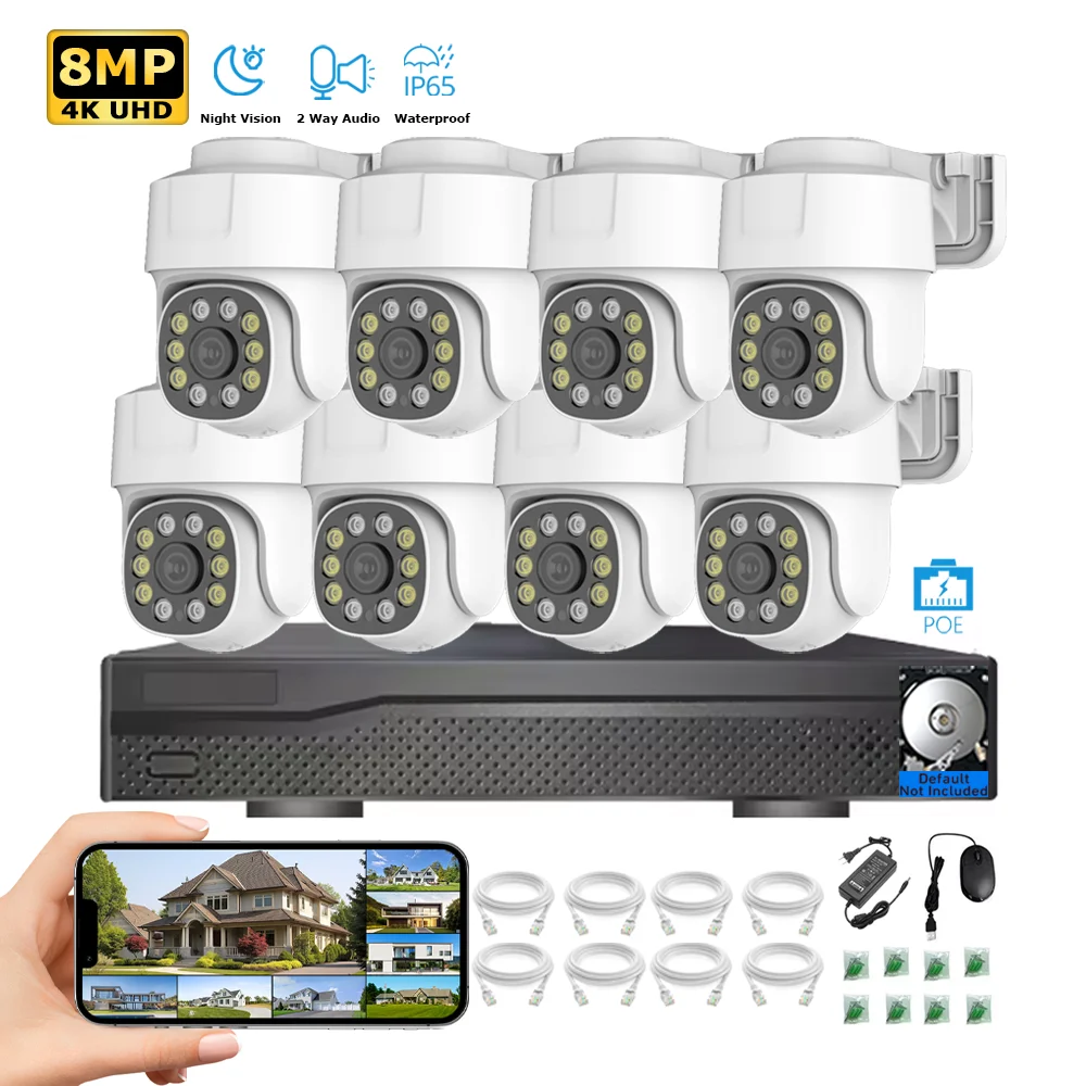 OEM 8MP Eseecloud 8CH exterior POE Video vigilancia PTZ cámara CCTV NVR Kit sistema de seguridad POE sistema de cámara IP