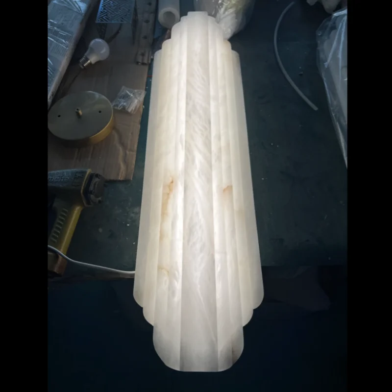 Luxury Villa Wall Lamp Natural Marble Living Room Background Wall Lamp Bedroom Bedside Lamp Stone Wall Light LED Home Decoration