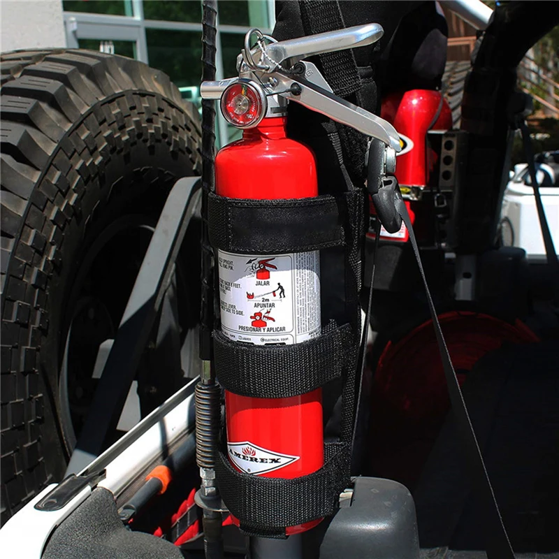 Car Roll Bar Fire Extinguisher Holder Car Accessories Fire Extinguisher Mount Strap for Jeep Wrangler TJ JK JL 97-18