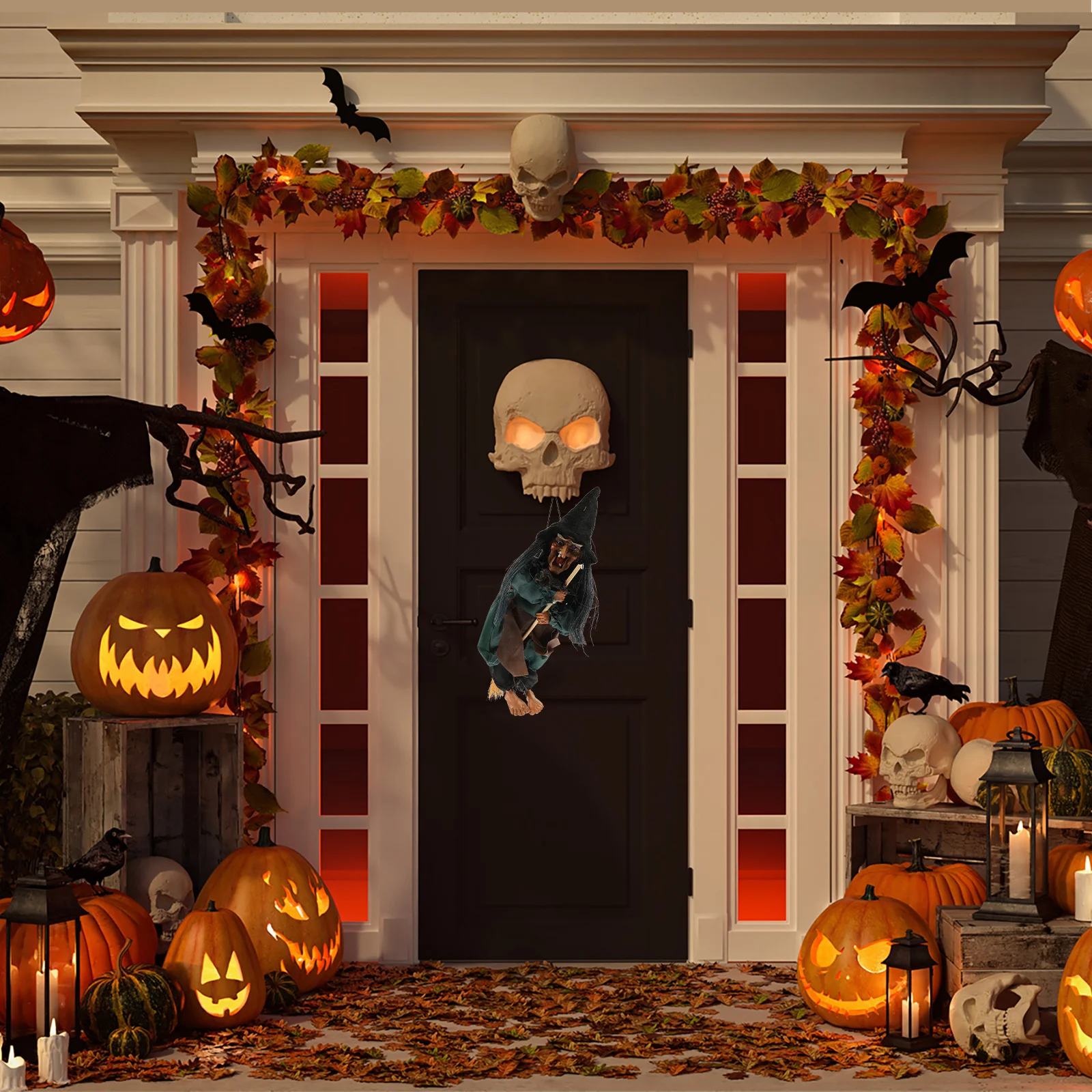 

Halloween Hanging Witch Scary Horror Touch Sensor Sound Activated Eyes Glow Horror Hanging Witch Decoration Halloween Props