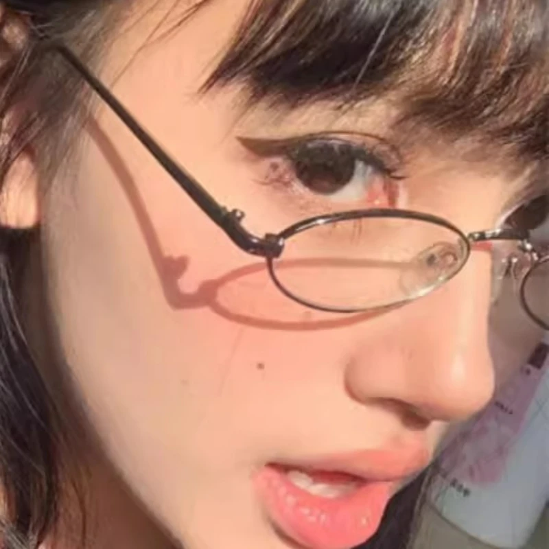 2024 Japanese Harajuku Metal Oval Glasses Gold Silver Metal Square Glasses Vision Care Anti-blue Eyeglasses Frame for Women Men