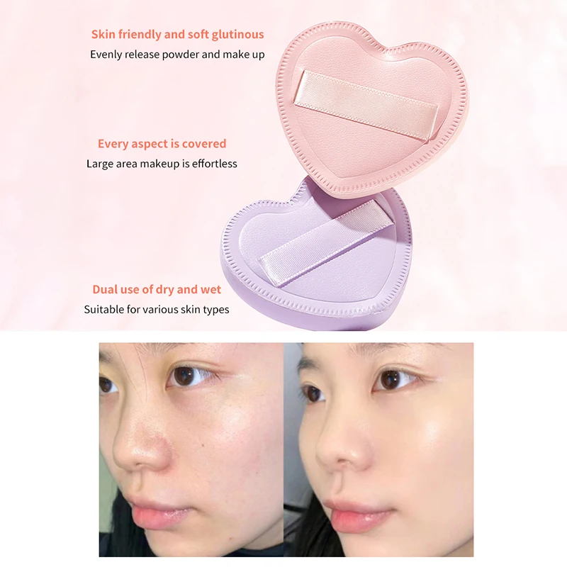 Heart-Shaped Soft Cotton Candy Powder Puff Smooth Makeup Sponge Powder Liquid Foundation Concealer Cream Velvet Cosmetics Puff